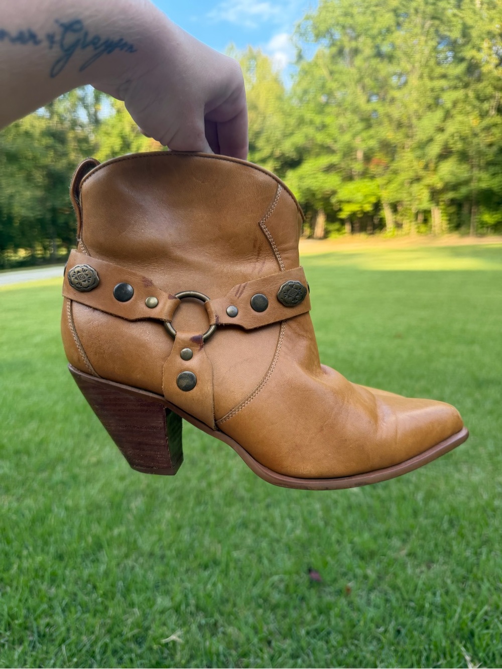 DURANGO LEATHER COWBOY HARNESS ANKLE BOOTIE 9